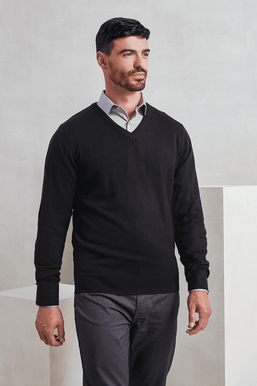 'ESSENTIAL' ACRYLIC MEN'S V-NECK SWEATER